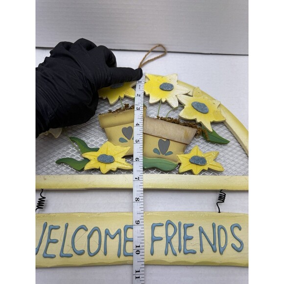 Door Hanging Sign “‎ Welcome Friends” 3D Wooden Pastel Flowers Ladybug Summer - Picture 10 of 10